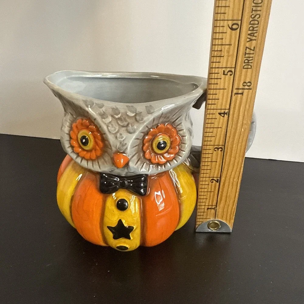 Joanna Parker Owl Pumpkin Halloween /Fall‎ Decor Mini Pitcher  Vintage Inspired
